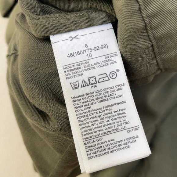 Gap Womens 6 Short Sleeve Khaki Green Romper Utility Jumpsuit - Picture 9 of 15